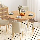 47 Inch Dining Table for 4-6 People Round Kitchen Table with Cross Base