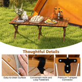 Mesa de camping plegable de aluminio ligero con vetas de madera - L