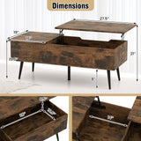Mesa de centro elevable de 47 pulgadas con 2 compartimentos ocultos