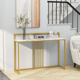 Mesa de entrada de 47 pulgadas de largo con tapa de imitación de mármol y deflector