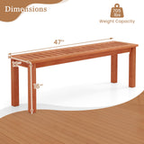 47 Inch Patio Wood Bench with Slatted Seat 2-Person