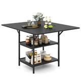 47 Inch Rectangular Dining Table with 2 Open Storage Shelves and Sturdy Metal Legs for 4-6