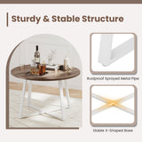 47 Inch Round Dining Table with Stable X-shaped Base and Round Thickened Tabletop