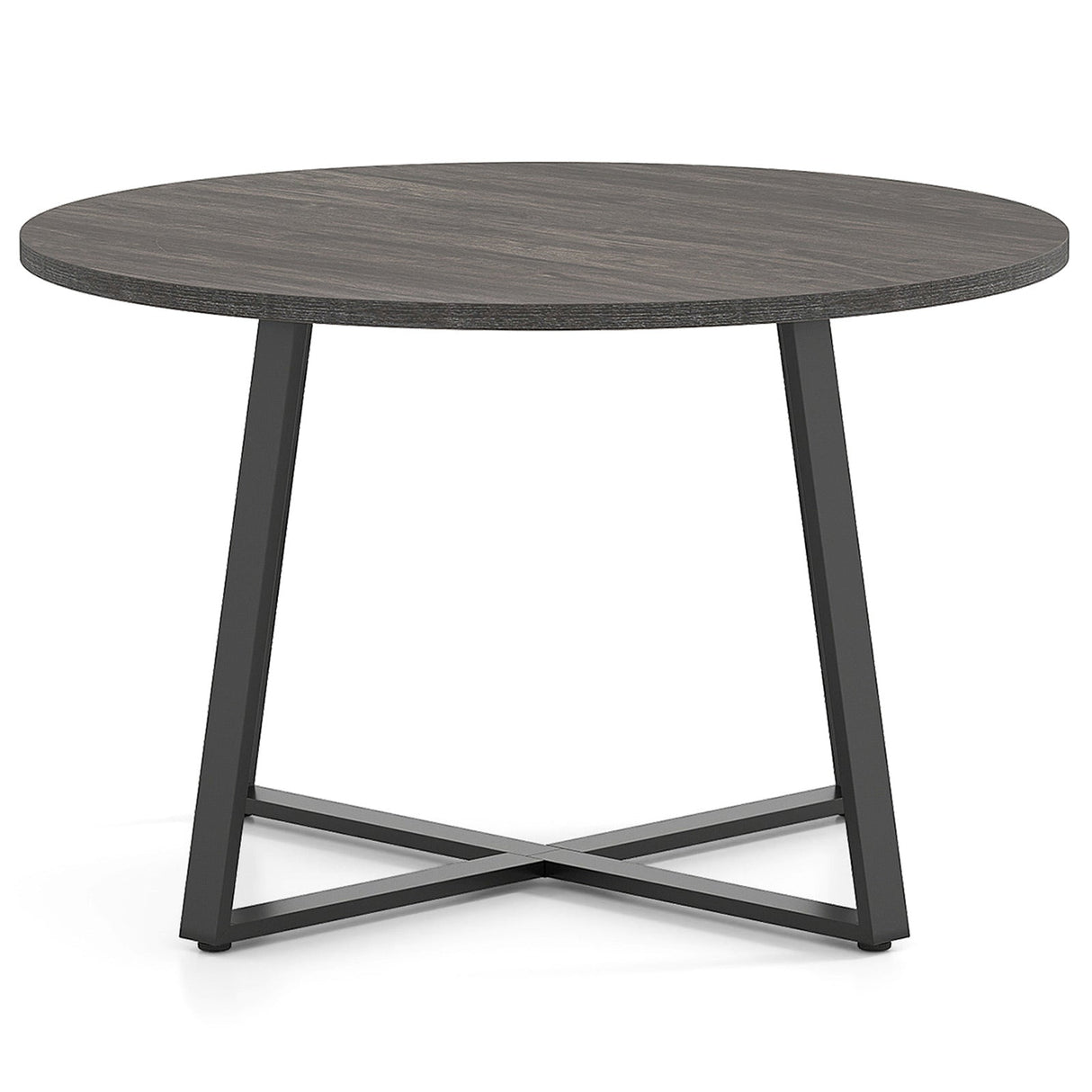 47 Inch Round Dining Table with Stable X-shaped Base and Round Thickened Tabletop