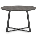 47 Inch Round Dining Table with Stable X-shaped Base and Round Thickened Tabletop