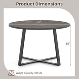 47 Inch Round Dining Table with Stable X-shaped Base and Round Thickened Tabletop
