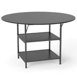 Mesa de comedor redonda de 47 pulgadas para 4-6 personas, mesa de cocina grande con estantes de almacenamiento de 2 niveles