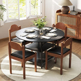 Mesa de comedor redonda de 47 pulgadas para 4-6 personas, mesa de cocina grande con estantes de almacenamiento de 2 niveles