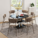 Mesa de comedor redonda de 47 pulgadas para 4-6 personas, mesa de cocina grande con estantes de almacenamiento de 2 niveles