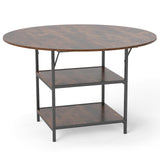 Mesa de comedor redonda de 47 pulgadas para 4-6 personas, mesa de cocina grande con estantes de almacenamiento de 2 niveles