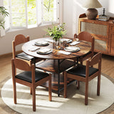 Mesa de comedor redonda de 47 pulgadas para 4-6 personas, mesa de cocina grande con estantes de almacenamiento de 2 niveles