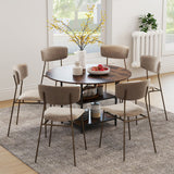 Mesa de comedor redonda de 47 pulgadas para 4-6 personas, mesa de cocina grande con estantes de almacenamiento de 2 niveles