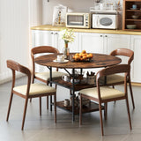Mesa de comedor redonda de 47 pulgadas para 4-6 personas, mesa de cocina grande con estantes de almacenamiento de 2 niveles
