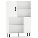 47 Inch Storage Cabinet Freestanding Bookcase with 2 Doors and 4 Open Shelves