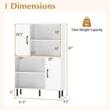 47 Inch Storage Cabinet Freestanding Bookcase with 2 Doors and 4 Open Shelves