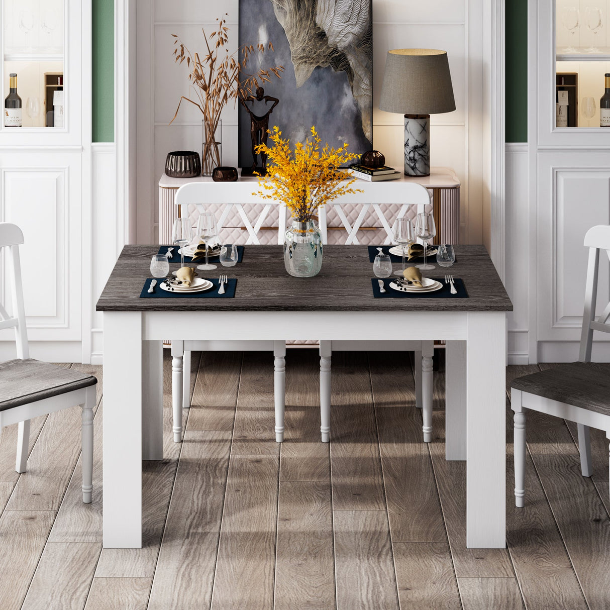 Mesa de comedor de 47 pulgadas para cocina y comedor