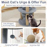 47 Inches Tall Cat Tower with Cat Nest and Scratching Posts-Gray