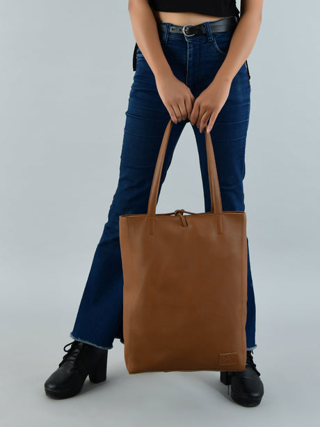 Bolso Tote de Cuero Chic Café para Mujer
