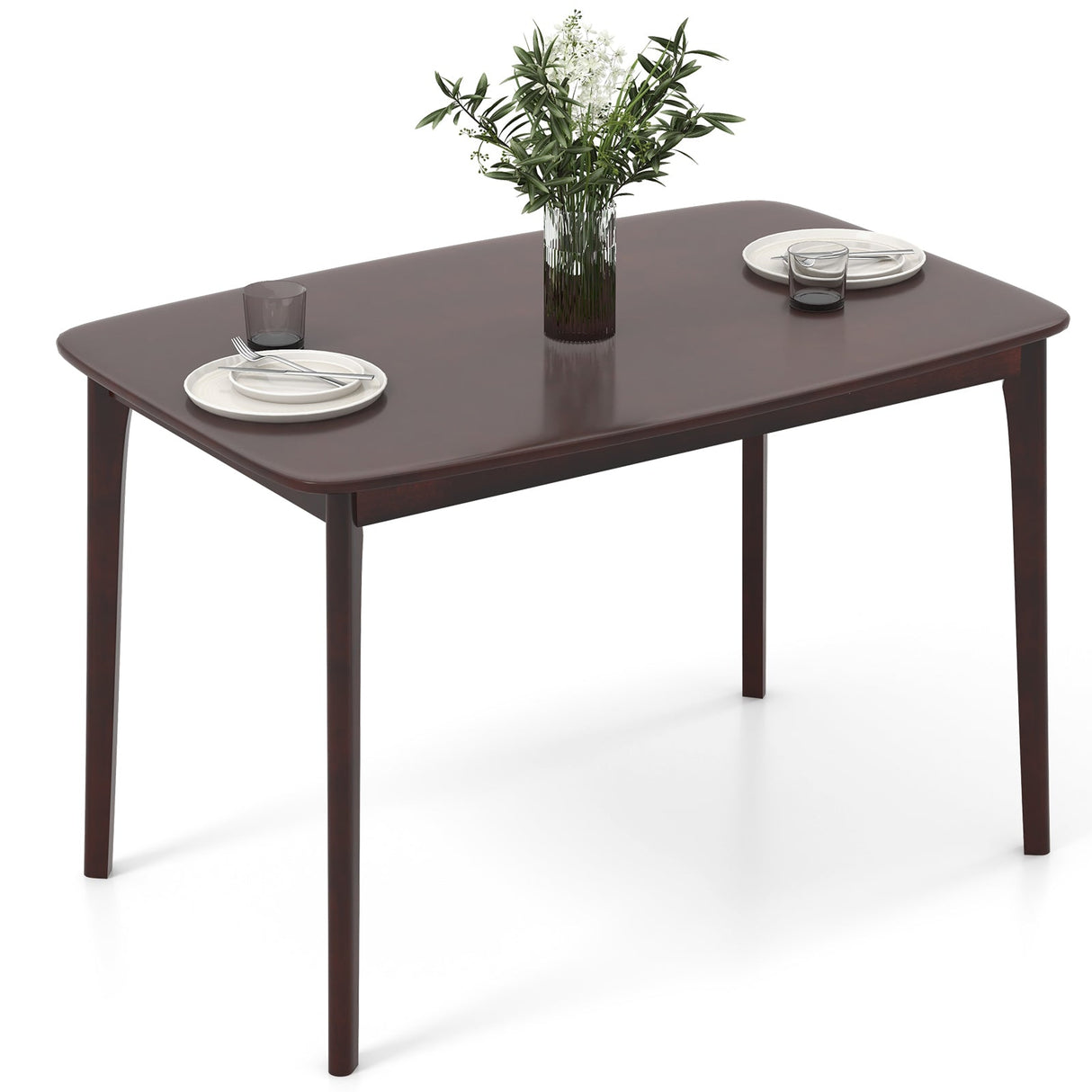 Mesa de comedor de madera maciza de 48 pulgadas con patas de apoyo de madera de caucho para cocina comedor