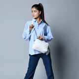 Minibolso bandolera acolchado, blanco