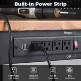 Banco de trabajo de servicio pesado de 48 pulgadas con tomas de CA/USB y tablero perforado-Natural