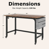 48 Inch Mobile Computer Workstation with 4 Smooth Casters