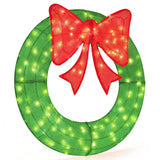 48 Inch Pre-Lit Lighted Christmas Mesh Wreath with Bow and 200 LED Bulbs