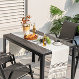 Mesa de comedor de mimbre de 48 pulgadas para patio, rectangular, de ratán - Marrón