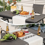 Mesa de comedor de mimbre de 48 pulgadas para patio, rectangular, de ratán - Marrón