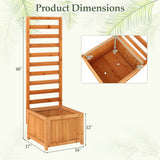 48 Inch Wood Raised Garden Bed with Trellis with Drainage Holes-Natural