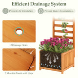 48 Inch Wood Raised Garden Bed with Trellis with Drainage Holes-Natural
