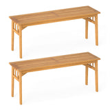 Banco de madera de acacia de 48 pulgadas con asiento de listones transpirable y estructura triangular estable