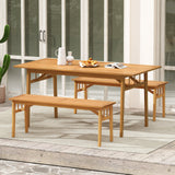 Banco de madera de acacia de 48 pulgadas con asiento de listones transpirable y estructura triangular estable