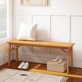 Banco de madera de acacia de 48 pulgadas con asiento de listones transpirable y estructura triangular estable