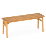 Banco de madera de acacia de 48 pulgadas con asiento de listones transpirable y estructura triangular estable