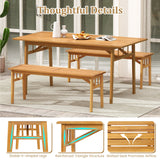 Banco de madera de acacia de 48 pulgadas con asiento de listones transpirable y estructura triangular estable