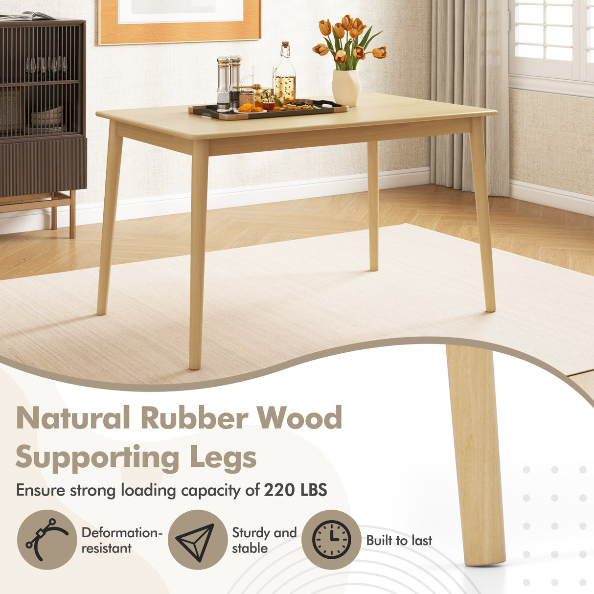 Mesa de comedor de madera de 48 pulgadas para 4 personas