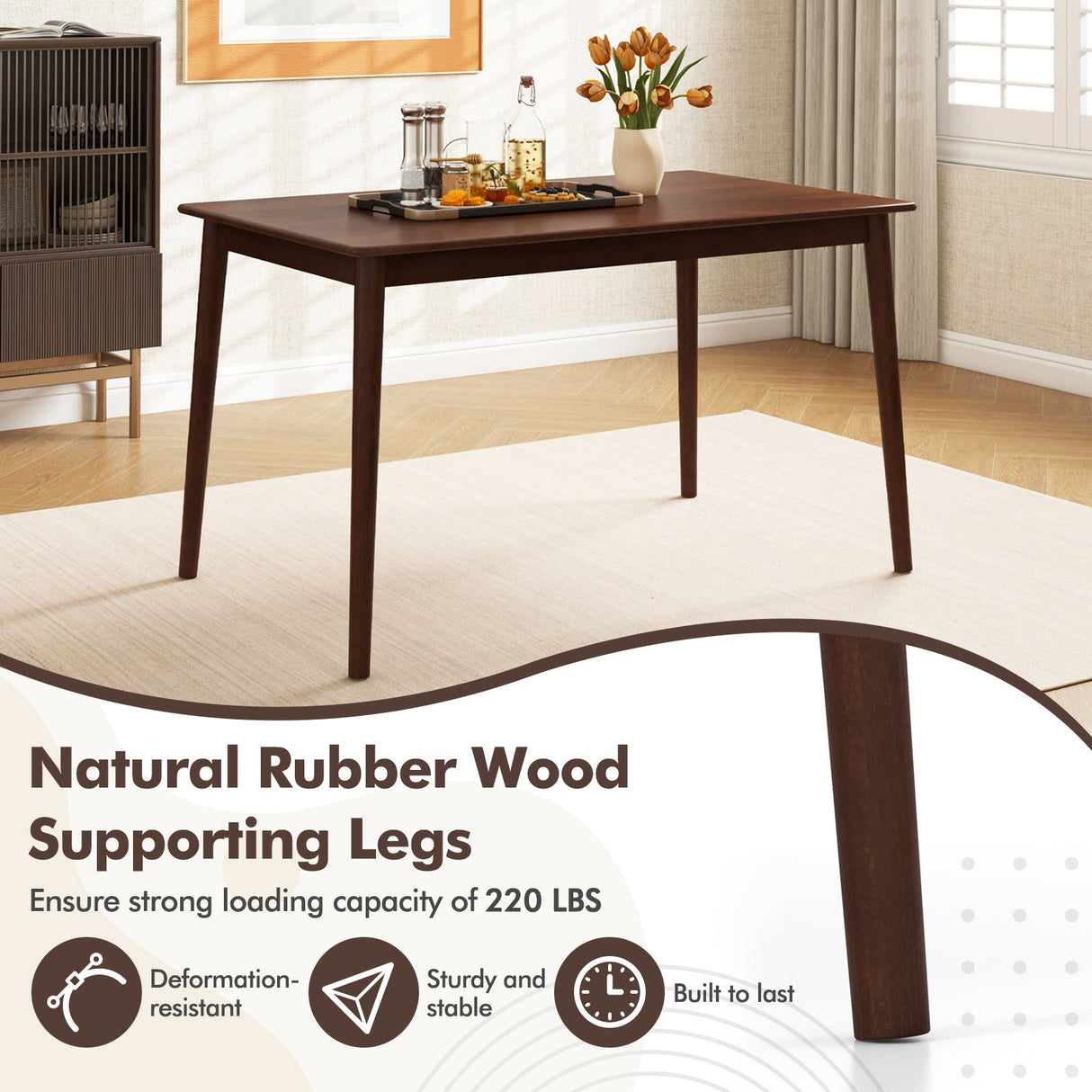 Mesa de comedor de madera de 48 pulgadas para 4 personas