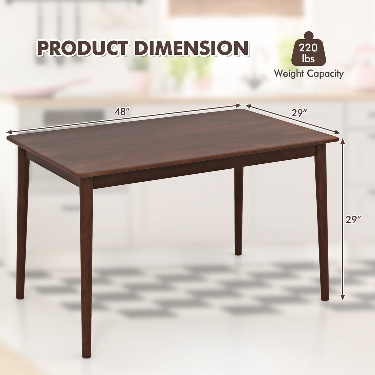 Mesa de comedor de madera de 48 pulgadas para 4 personas