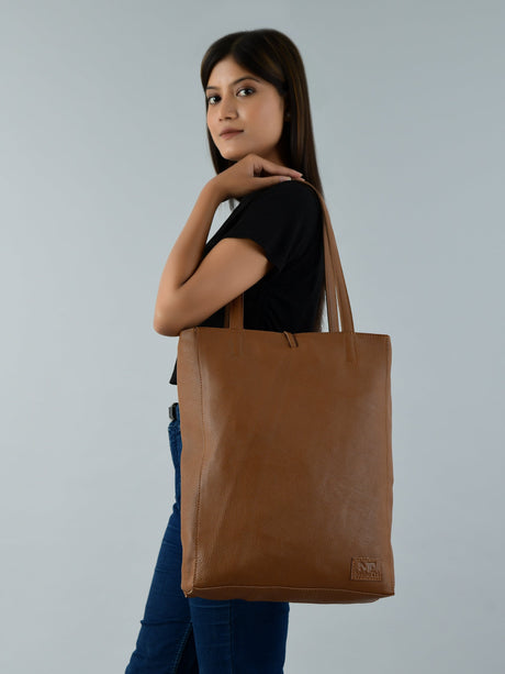 Bolso Tote de Cuero Chic Café para Mujer