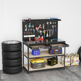 48 x 24 Inch Workbench Work Table with 3 PCs Pegboard Drawer and Shelves