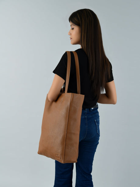 Bolso Tote de Cuero Chic Café para Mujer