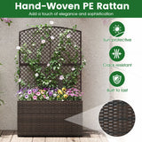 49 Inch Raised Garden Bed with Trellis and Wicker Planter Box