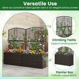 49 Inch Raised Garden Bed with Trellis and Wicker Planter Box
