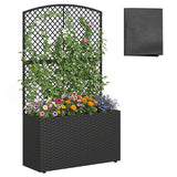 49 Inch Raised Garden Bed with Trellis and Wicker Planter Box