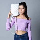 Minibolso bandolera acolchado, blanco