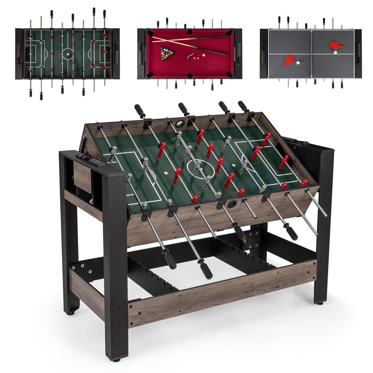 Mesa de juego combinada de 49 pulgadas con billar - Marrón