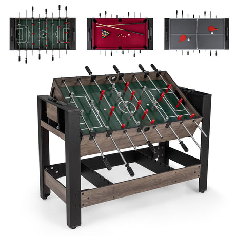 Mesa de juego combinada de 49 pulgadas con billar - Marrón