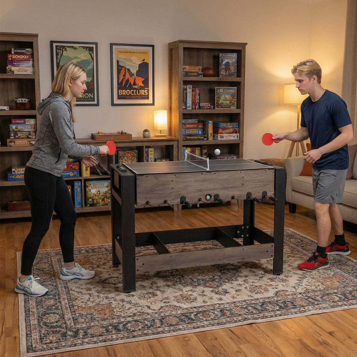 Mesa de juego combinada de 49 pulgadas con billar - Marrón