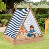 49 x 48 Inch Kids Wooden Sandbox with Cover and 2 Bench Seats